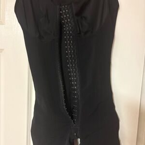 Black Hook-and-Eye Shapewear Bodysuit